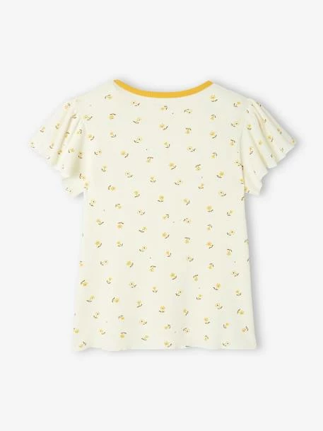 T-shirt à Côtes Imprimé Fille Jaune Imprimé - Vertbaudet 2 T-shirt à Côtes Imprimé Fille Jaune Imprimé - Vertbaudet – Image 2