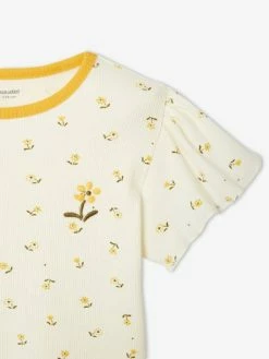 T-shirt à Côtes Imprimé Fille Jaune Imprimé - Vertbaudet 5 T-shirt à Côtes Imprimé Fille Jaune Imprimé - Vertbaudet -cyrillus boutique t shirt a cotes imprime fille 2