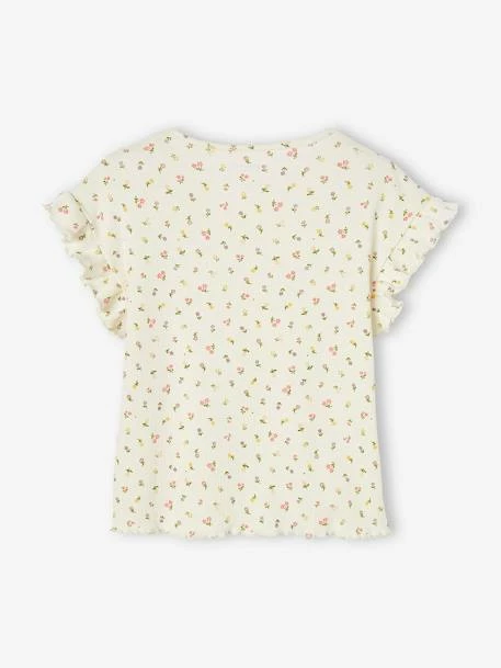 T-shirt à Côtes Imprimé Fleurs Fille Encre - Vertbaudet 2 T-shirt à Côtes Imprimé Fleurs Fille Encre - Vertbaudet – Image 2
