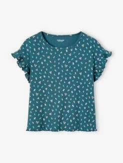 T-shirt à Côtes Imprimé Fleurs Fille Encre - Vertbaudet 10 T-shirt à Côtes Imprimé Fleurs Fille Encre - Vertbaudet -cyrillus boutique t shirt a cotes imprime fleurs fille 4