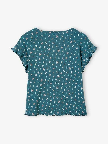 T-shirt à Côtes Imprimé Fleurs Fille Encre - Vertbaudet 6 T-shirt à Côtes Imprimé Fleurs Fille Encre - Vertbaudet – Image 6