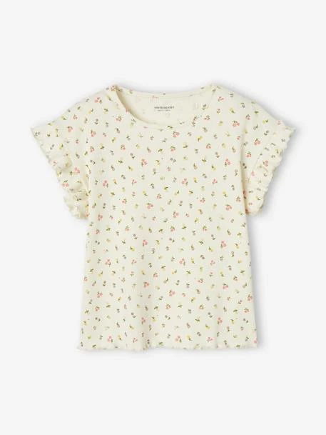T-shirt à Côtes Imprimé Fleurs Fille Encre - Vertbaudet 1 T-shirt à Côtes Imprimé Fleurs Fille Encre - Vertbaudet