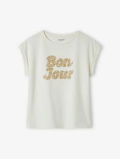 Alternative view of T-shirt à Message Motifs Fleurs Fille écru - Vertbaudet