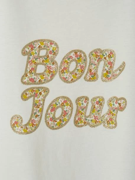 T-shirt à Message Motifs Fleurs Fille écru - Vertbaudet 4 T-shirt à Message Motifs Fleurs Fille écru - Vertbaudet – Image 4