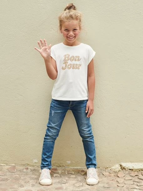 T-shirt à Message Motifs Fleurs Fille écru - Vertbaudet 5 T-shirt à Message Motifs Fleurs Fille écru - Vertbaudet – Image 5