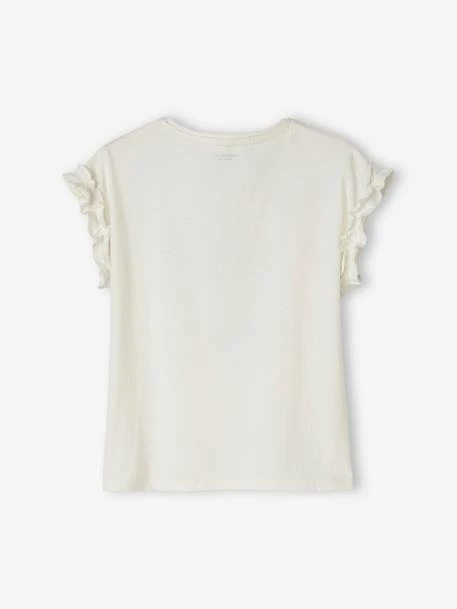 T-shirt à Motif Irisé Fille Manches Courtes Volantées Jaune Pâle - Vertbaudet 2 T-shirt à Motif Irisé Fille Manches Courtes Volantées Jaune Pâle - Vertbaudet – Image 2