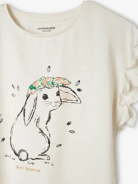 T-shirt à Motif Irisé Fille Manches Courtes Volantées Jaune Pâle - Vertbaudet 3 T-shirt à Motif Irisé Fille Manches Courtes Volantées Jaune Pâle - Vertbaudet – Image 3