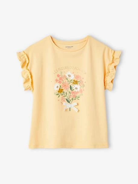 T-shirt à Motif Irisé Fille Manches Courtes Volantées Jaune Pâle - Vertbaudet 5 T-shirt à Motif Irisé Fille Manches Courtes Volantées Jaune Pâle - Vertbaudet – Image 5