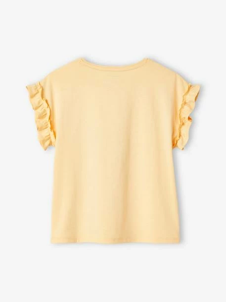 T-shirt à Motif Irisé Fille Manches Courtes Volantées Jaune Pâle - Vertbaudet 6 T-shirt à Motif Irisé Fille Manches Courtes Volantées Jaune Pâle - Vertbaudet – Image 6