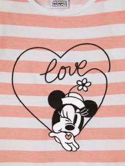 T-shirt Avec épaulettes Disney Minnie® Fille Rose Poudré Rayé - Minnie -cyrillus boutique t shirt avec epaulettes disney minnie fille 2