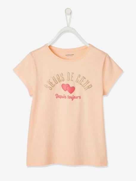 T-shirt Basics à Message Détails Irisés Fille Rose Poudré - Vertbaudet 1 T-shirt Basics à Message Détails Irisés Fille Rose Poudré - Vertbaudet