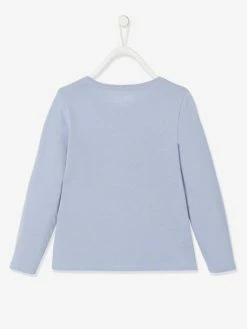 Alternative view of T-shirt Basics Message Irisé Fille Manches Longues Rose Poudré - Vertbaudet