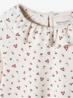 T-shirt Blouse à Collerette Fille Imprimé Fleurs Rose Imprimé - Vertbaudet -cyrillus boutique t shirt blouse a collerette fille imprime fleurs 2