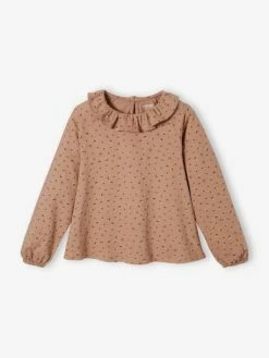 T-shirt Blouse à Collerette Fille Imprimé Fleurs Rose Imprimé - Vertbaudet -cyrillus boutique t shirt blouse a collerette fille imprime fleurs 3