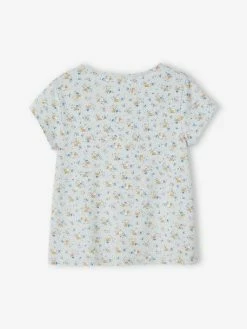T-shirt Blouse à Fleurs Fille écru - Vertbaudet -cyrillus boutique t shirt blouse a fleurs fille 2