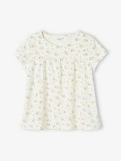 T-shirt Blouse à Fleurs Fille écru - Vertbaudet -cyrillus boutique t shirt blouse a fleurs fille 5