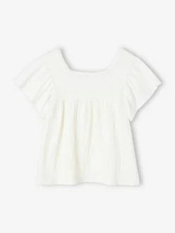 Alternative view of T-shirt Blouse Bi-matière Fille écru - Vertbaudet