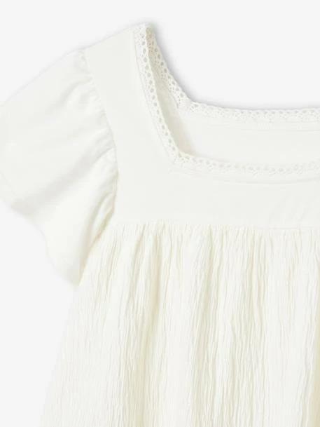 T-shirt Blouse Bi-matière Fille écru - Vertbaudet 3 T-shirt Blouse Bi-matière Fille écru - Vertbaudet – Image 3