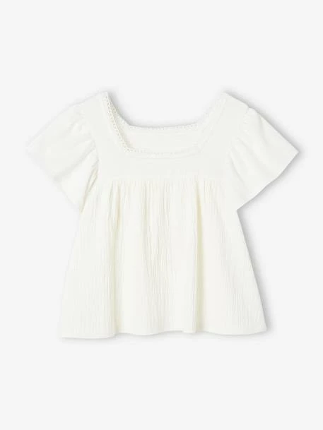 T-shirt Blouse Bi-matière Fille écru - Vertbaudet 1 T-shirt Blouse Bi-matière Fille écru - Vertbaudet