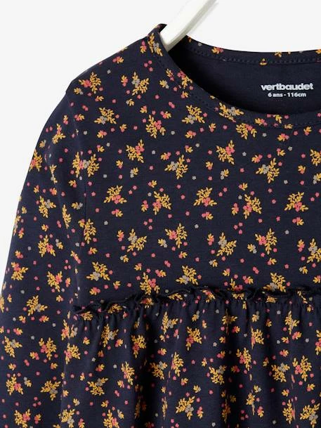 T-shirt Blouse Fille Imprimé Fleurs Encre Imprimé - Vertbaudet 3 T-shirt Blouse Fille Imprimé Fleurs Encre Imprimé - Vertbaudet – Image 3