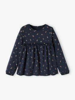 T-shirt Blouse Imprimé Fille Marron Foncé - Vertbaudet