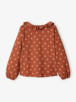 Alternative view of T-shirt Blouse Motifs Irisés Fleurs Fille Marron Imprimé - Vertbaudet