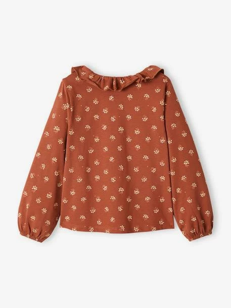 T-shirt Blouse Motifs Irisés Fleurs Fille Marron Imprimé - Vertbaudet 2 T-shirt Blouse Motifs Irisés Fleurs Fille Marron Imprimé - Vertbaudet – Image 2