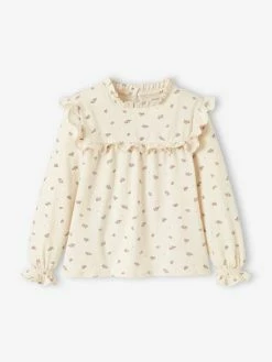 T-shirt Blouse Volanté Imprimé Fleurs Fille Rose Aop - 11-0603 Tcx - Vertbaudet -cyrillus boutique t shirt blouse volante imprime fleurs fille 2