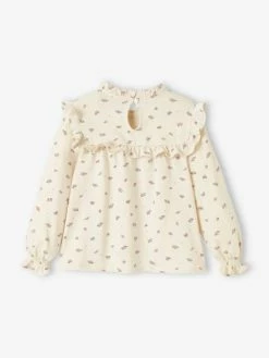 T-shirt Blouse Volanté Imprimé Fleurs Fille Rose Aop - 11-0603 Tcx - Vertbaudet -cyrillus boutique t shirt blouse volante imprime fleurs fille 3