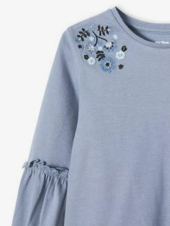 T-shirt Brodé Fleurs Fille Bleu Moyen - 18-3916 Tcx - Vertbaudet 5 T-shirt Brodé Fleurs Fille Bleu Moyen - 18-3916 Tcx - Vertbaudet -cyrillus boutique t shirt brode fleurs fille 2