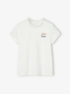 Alternative view of T-shirt Col En Broderie Anglaise Personnalisable Fille Manches Courtes Marine - Vertbaudet