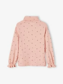 Alternative view of T-shirt Col Montant En Côtes Imprimé Fleurs Fille Rose Poudré - Vertbaudet