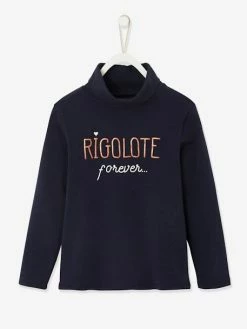 T-shirt Col Roulé Fille Motif Irisé Bleu - Vertbaudet