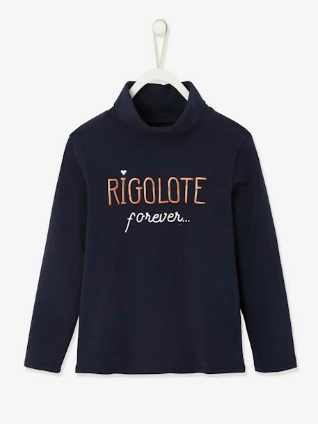 T-shirt Col Roulé Fille Motif Irisé Bleu - Vertbaudet 1 T-shirt Col Roulé Fille Motif Irisé Bleu - Vertbaudet
