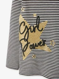 T-shirt Col Roulé Rayé Fille Motifs à Paillettes Noir Rayé - Vertbaudet -cyrillus boutique t shirt col roule raye fille motifs a paillettes 2