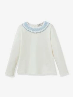 T-shirt Col Smocké Fille CYRILLUS Coton Bio Beige - Cyrillus