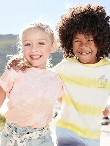 T-shirt Effet "dip Dye" Manches Courtes Volantées Fille Rose - Vertbaudet 1 T-shirt Effet "dip Dye" Manches Courtes Volantées Fille Rose - Vertbaudet