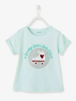 T-shirt Fille à Sequins Réversibles Bleu Ciel - Vertbaudet 5 T-shirt Fille à Sequins Réversibles Bleu Ciel - Vertbaudet -cyrillus boutique t shirt fille a sequins reversibles 1