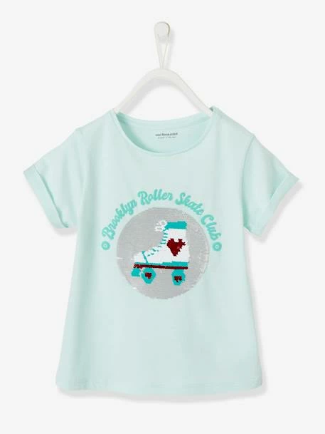 T-shirt Fille à Sequins Réversibles Bleu Ciel - Vertbaudet 1 T-shirt Fille à Sequins Réversibles Bleu Ciel - Vertbaudet