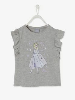 T-shirt Fille à Volants Disney Reine Des Neiges® Gris Chiné - Reine Des Neiges