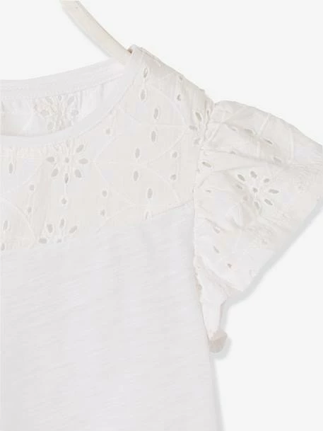 T-shirt Fille Avec Détails Broderie Anglaise Blanc - Vertbaudet 6 T-shirt Fille Avec Détails Broderie Anglaise Blanc - Vertbaudet – Image 6