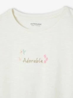 T-shirt Fille Brodé "adorable" Manches Courtes Smockées écru - Vertbaudet 10 T-shirt Fille Brodé "adorable" Manches Courtes Smockées écru - Vertbaudet -cyrillus boutique t shirt fille brode adorable manches courtes smockees 4