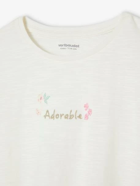 T-shirt Fille Brodé "adorable" Manches Courtes Smockées écru - Vertbaudet 5 T-shirt Fille Brodé "adorable" Manches Courtes Smockées écru - Vertbaudet – Image 5