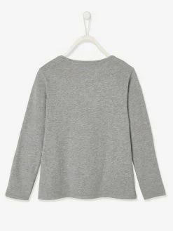 Alternative view of T-shirt Fille "club Des Sirènes" Détails Fantaisie Manches Longues Gris Clair Chiné - Vertbaudet