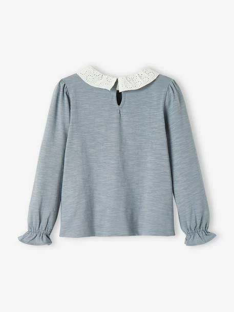 T-shirt Fille Col En Broderie Anglaise Rose Blush - Vertbaudet 2 T-shirt Fille Col En Broderie Anglaise Rose Blush - Vertbaudet – Image 2