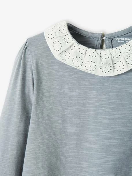 T-shirt Fille Col En Broderie Anglaise Rose Blush - Vertbaudet 3 T-shirt Fille Col En Broderie Anglaise Rose Blush - Vertbaudet – Image 3