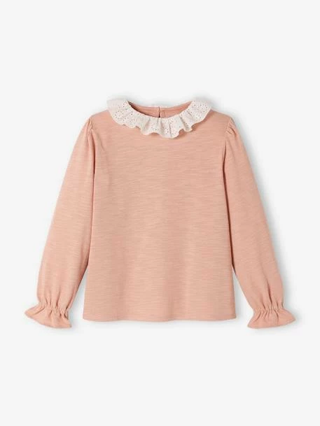 T-shirt Fille Col En Broderie Anglaise Rose Blush - Vertbaudet 6 T-shirt Fille Col En Broderie Anglaise Rose Blush - Vertbaudet – Image 6