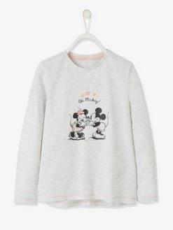 T-shirt Fille Disney Minnie Et Mickey® Avec Paillettes Gris Clair Chiné - Minnie