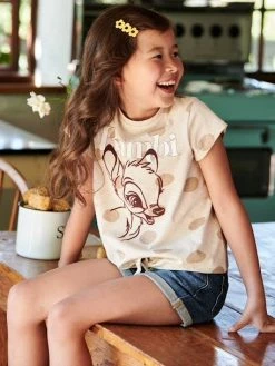 Alternative view of T-shirt Fille Manches Courtes Disney® Bambi Beige Chiné - Disney