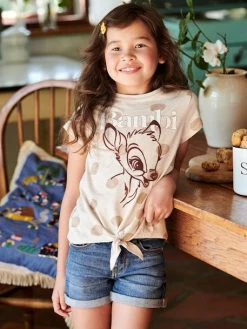 T-shirt Fille Manches Courtes Disney® Bambi Beige Chiné - Disney -cyrillus boutique t shirt fille manches courtes disney bambi 2